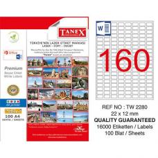 Tanex Laser Etiket TW 2280 22 x 12 mm